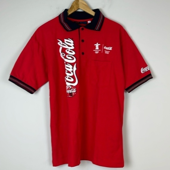 Coca-Cola Olympics Red Polo Shirt - Size Medium - Picture 1 of 10